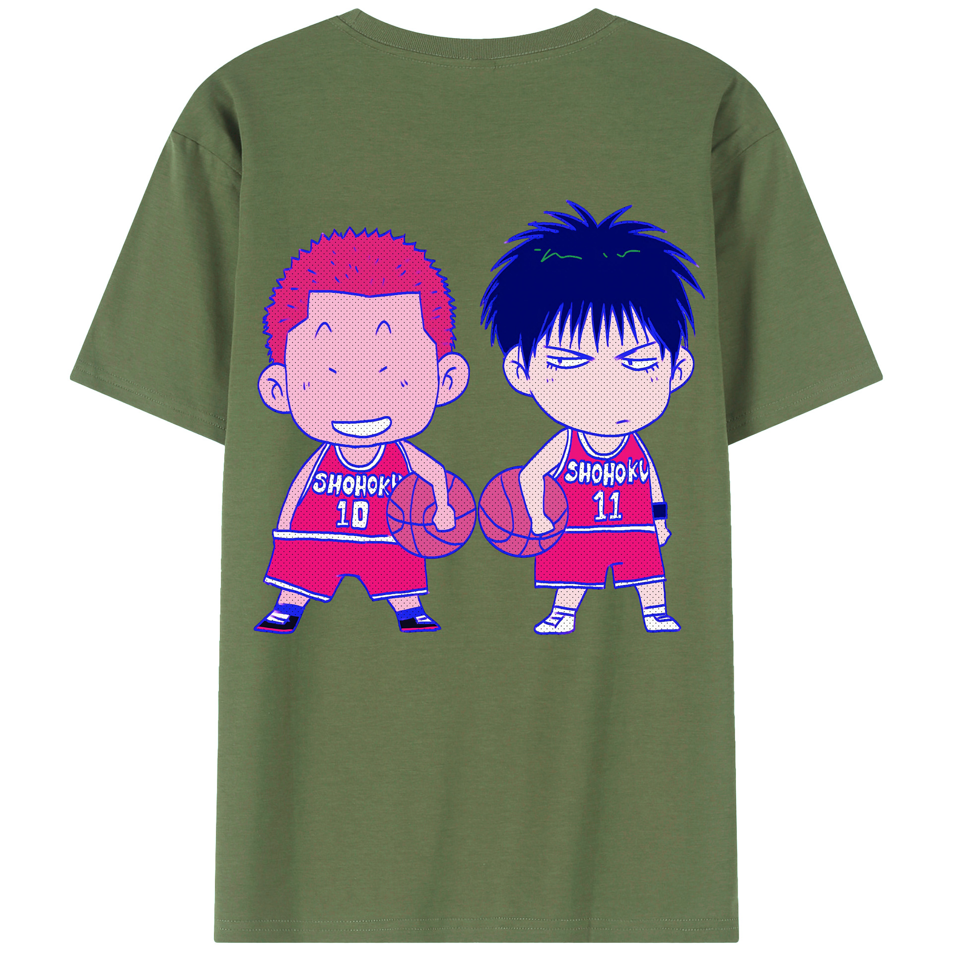 （画像用） SLAM DUNK／スラムダンク 綿100％ メンズ半袖Tシャツ（バックプリント） 通気性